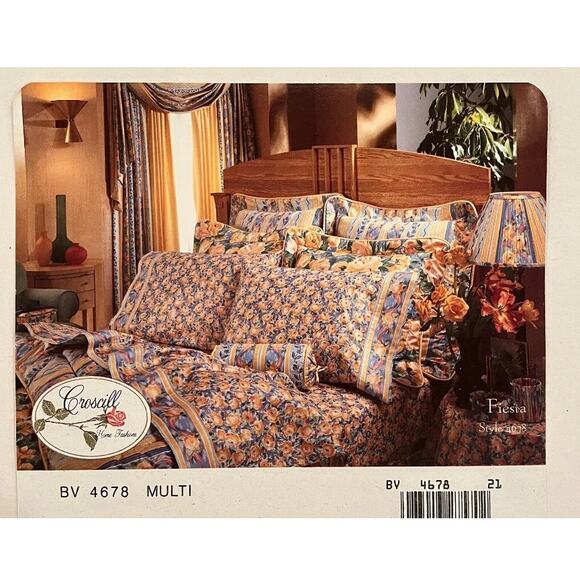 Vintage Discontinued Croscill Twin Size Fitted Sheet Yellow Flowers - Picture 6 of 8